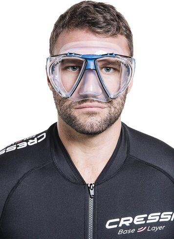 Adult Dive Mask with Inclined Lens, Lateral Visibility, and Silicone Skirt for Scuba Diving - Penta+: Made in Italy in Saudi Arabia