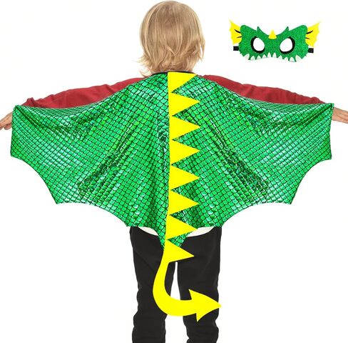 Dragon-Wings Costume for Kids Mask Dinosaur Dress Up Cape as Boys Girls Child Dino Birthday Party Favors Gifts Toys in Saudi Arabia