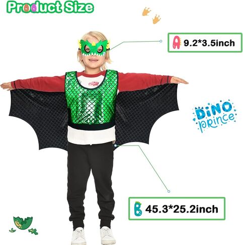 Dragon-Wings Costume for Kids Mask Dinosaur Dress Up Cape as Boys Girls Child Dino Birthday Party Favors Gifts Toys in Saudi Arabia