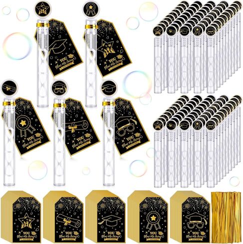 Arrowbash 300 قطعة من هدايا حفلات التخرج، 100 عصا فقاعات التخرج، 100 بطاقة هدايا، 100 ربطة عنق ملفوفة، فئة 2024، أنابيب فقاعات نفخ صغيرة، تهنئة التخرج، ألعاب للأطفال في نهاية العام الدراسي in Saudi Arabia