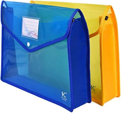 File Folders Expandable Poly Envelope File Wallet 3.1 inch Expansion 2 Pack (Blue, Yellow) in Saudi Arabia