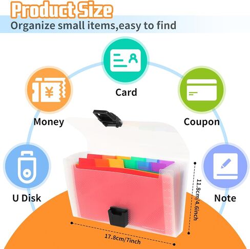 4 Pack Small Accordion File Organizer 13 Pockets A6 Mini Expanding File Folders,7x4.6 Inches,Coupon Receipt Holder Organizer, Expanding File for Cards, Coupon, Receipt, Ticket in Saudi Arabia