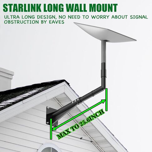 حامل حائط طويل Starlink مقاس 26 بوصة، حامل حائط Starlink Gen 2 قابل للتعديل، طقم تركيب Starlink مع محول عمود Starlink، حامل عمود Starlink، حامل سقف Starlink للقمر الصناعي لمجموعة الإنترنت Starlink in Kuwait