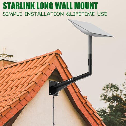 حامل حائط طويل Starlink مقاس 26 بوصة، حامل حائط Starlink Gen 2 قابل للتعديل، طقم تركيب Starlink مع محول عمود Starlink، حامل عمود Starlink، حامل سقف Starlink للقمر الصناعي لمجموعة الإنترنت Starlink in Kuwait