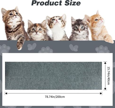 YUEPET 78.7 × 15.8 بوصة غطاء خدش للقطط قابل للتشذيب، وسادة خدش للقطط ذاتية اللصق، أرفف شجرة القطط، قطع غيار بديلة لحماية أرضية الأريكة in Kuwait