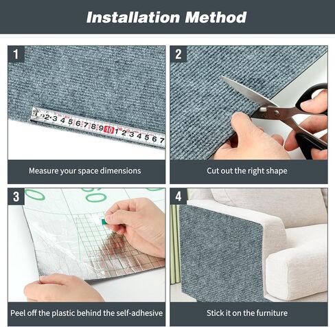 YUEPET 78.7 × 15.8 بوصة غطاء خدش للقطط قابل للتشذيب، وسادة خدش للقطط ذاتية اللصق، أرفف شجرة القطط، قطع غيار بديلة لحماية أرضية الأريكة in Kuwait