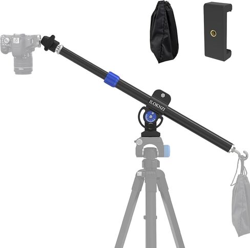 ذراع تمديد حامل ثلاثي القوائم من ILOKNZI مع فتحات ملولبة 1/4 بوصة و3/8 بوصة، عمود مركزي أفقي قابل للسحب، رأس كروي دوار 360 درجة للتصوير العلوي، متعدد الزوايا in Kuwait