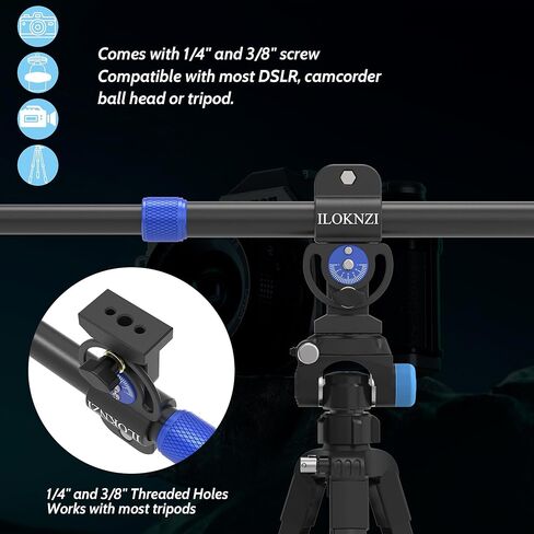 ذراع تمديد حامل ثلاثي القوائم من ILOKNZI مع فتحات ملولبة 1/4 بوصة و3/8 بوصة، عمود مركزي أفقي قابل للسحب، رأس كروي دوار 360 درجة للتصوير العلوي، متعدد الزوايا in Kuwait