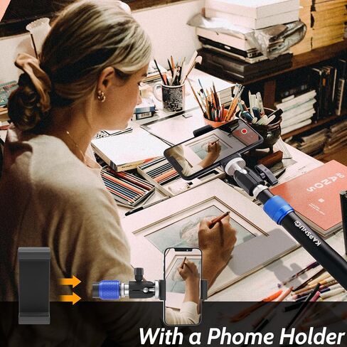 ذراع تمديد حامل ثلاثي القوائم من ILOKNZI مع فتحات ملولبة 1/4 بوصة و3/8 بوصة، عمود مركزي أفقي قابل للسحب، رأس كروي دوار 360 درجة للتصوير العلوي، متعدد الزوايا in Kuwait