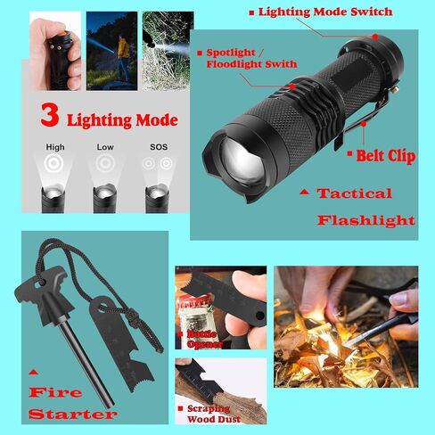 مجموعة النجاة في حالات الطوارئ 13 في 1 من BOLDALLY - هدية للرجال والأب - أساسيات التخييم والمشي لمسافات طويلة - معدات تكتيكية في علبة مقاومة للماء للمغامرة في الهواء الطلق والاستعداد للكوارث in Kuwait