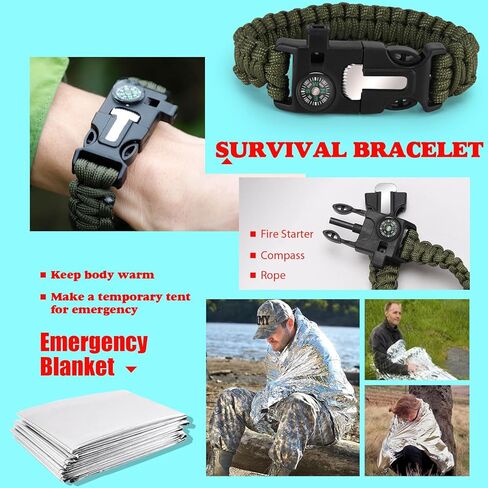 مجموعة النجاة في حالات الطوارئ 13 في 1 من BOLDALLY - هدية للرجال والأب - أساسيات التخييم والمشي لمسافات طويلة - معدات تكتيكية في علبة مقاومة للماء للمغامرة في الهواء الطلق والاستعداد للكوارث in Kuwait