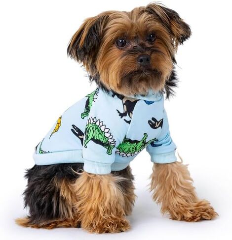 Rocky Thermal Jacket Clothes Fleece Lined Sweater for Dogs, Puppies, Warm Coat Bodysuit Onesie One Piece Vest Pet Jammies with Leg Warmers for Small, Medium, Large Dogs Cats (Dinosaur, Large) in Saudi Arabia