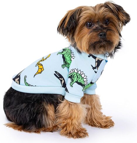 Rocky Thermal Jacket Clothes Fleece Lined Sweater for Dogs, Puppies, Warm Coat Bodysuit Onesie One Piece Vest Pet Jammies with Leg Warmers for Small, Medium, Large Dogs Cats (Dinosaur, Large) in Saudi Arabia