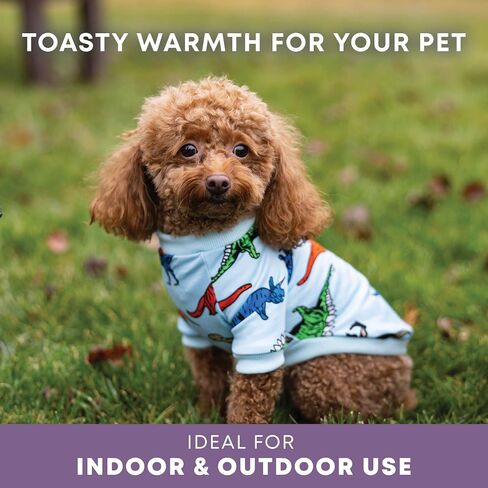 Rocky Thermal Jacket Clothes Fleece Lined Sweater for Dogs, Puppies, Warm Coat Bodysuit Onesie One Piece Vest Pet Jammies with Leg Warmers for Small, Medium, Large Dogs Cats (Dinosaur, Large) in Saudi Arabia