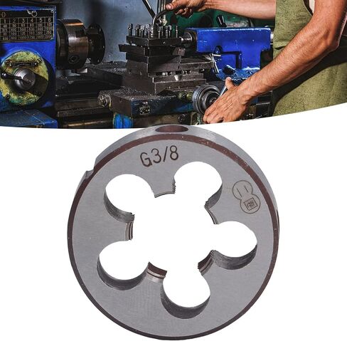 G3/8 Thread Repair Die, Alloy Steel Cylindrical Pipe Threading Tool with 5 Chip Holes, Hex Pipe Dies for Rethreading, Pipe Die Set for Steel Pipe Threader & Garden Hose Thread Die in Kuwait