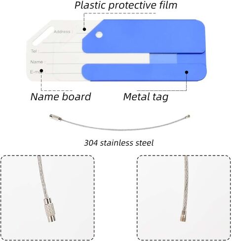 سبائك الألومنيوم علامة الأمتعة علامة الأمتعة المعدنية مع بطاقات الهوية الاسم لمعرف الأمتعة الأمتعة السفر 9 قطعة in Kuwait