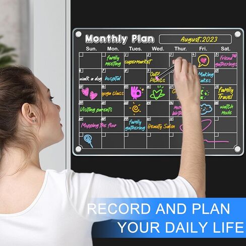 تقويم شهري وأسبوعي مغناطيسي من الأكريليك للثلاجة، 3 عبوات مقاس 15.1 بوصة × 11.2 بوصة، لوحة تخطيط تقويم أكريليك شفافة، لوحة مخططة مغناطيسية للثلاجة قابلة لإعادة الاستخدام مع 6 علامات مسح جافة in Kuwait