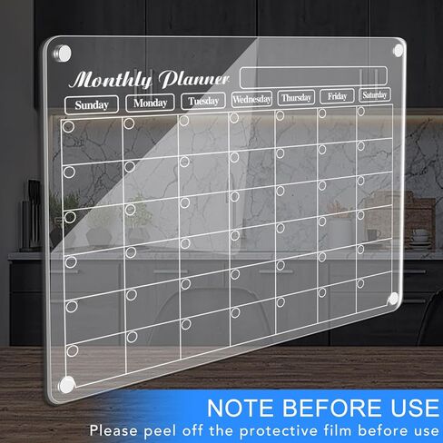 تقويم شهري وأسبوعي مغناطيسي من الأكريليك للثلاجة، 3 عبوات مقاس 15.1 بوصة × 11.2 بوصة، لوحة تخطيط تقويم أكريليك شفافة، لوحة مخططة مغناطيسية للثلاجة قابلة لإعادة الاستخدام مع 6 علامات مسح جافة in Kuwait