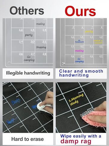 تقويم أكريليك للثلاجة - قطعتان شهريًا وأسبوعيًا من لوح المسح الجاف والسميك المغناطيسي القوي للثلاجة، تتضمن السبورة البيضاء 6 علامات قابلة للمسح مع 4 ألوان (15.8 * 11.8 بوصة) in Kuwait