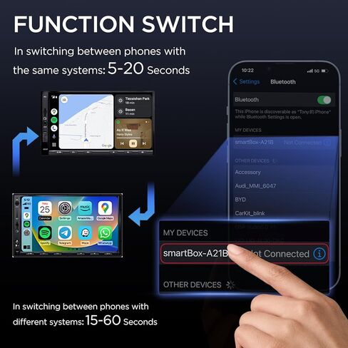 Wireless Carplay Adapter & Android Auto Wireless Adapter, 2 in 1 Auto Car Play Wireless Dongle for OEM Wired Carplay/Android Auto Car with iPhone iOS 12+ / Android 11+ in Kuwait