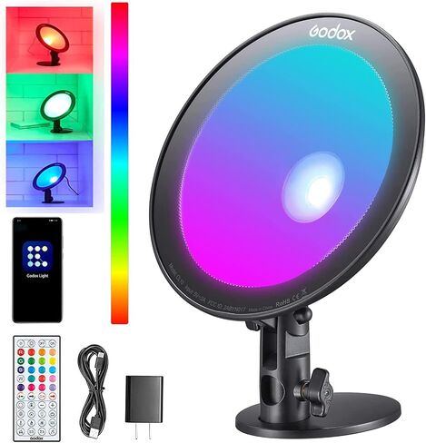 Godox CL10 كامل اللون RGB LED للبث عبر الإنترنت، 39 تأثيرات خاصة، جهاز تحكم عن بعد RCR10/تعديل تطبيق iPhone، للبث المباشر، ضوء الخلفية، مشهد الغلاف الجوي in Saudi Arabia