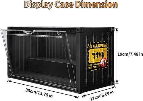 Clear Display Case with Voice-Activated Light,2 Tier Display Stand Organizer Dustproof Protection Showcase for Collectible Pop Figures and Toys,13.8 in x 7.5 in x 6.7 in(Black) in Saudi Arabia