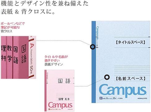 دفتر KOKUYO Campus، مقاس 7 مم، شبه B5، 30 ورقة، 30 سطرًا، وردي، عبوة من 10 قطع، مستورد من اليابان (NO-3ANX10) in Saudi Arabia