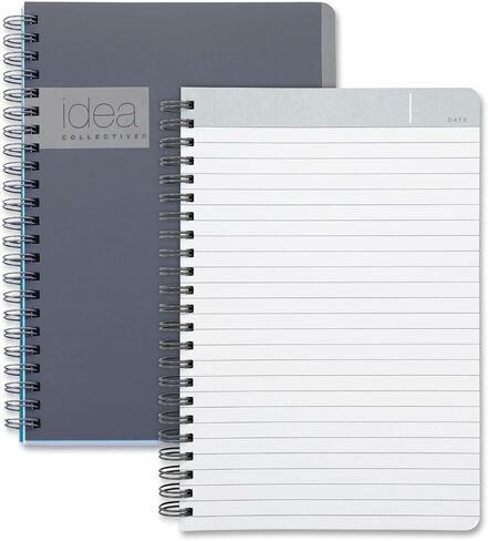 Oxford Idea Collective Professional Notebook, Double Wire-O, 8 x 4 7/8, Ruled, 80 Sheets, Gray (57010IC) in Saudi Arabia