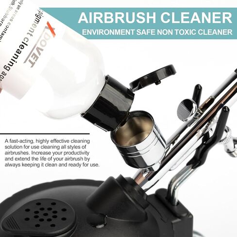 XDOVET Airbrush 13 Piece Airbrush Cleaning Kit with 120ml/4oz Cleaner-Airbrush Clean Pot Glass Cleaning Jar with Holder, 5pc Cleaning Needles, 5pc Cleaning Brushes, 1 Wash Needle, Mini Brush Head in Kuwait