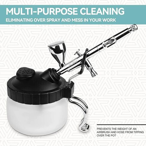 XDOVET Airbrush 13 Piece Airbrush Cleaning Kit with 120ml/4oz Cleaner-Airbrush Clean Pot Glass Cleaning Jar with Holder, 5pc Cleaning Needles, 5pc Cleaning Brushes, 1 Wash Needle, Mini Brush Head in Kuwait