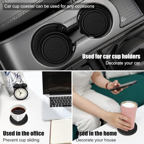 TUTUDOW 2 في 1 إكسسوارات داخلية للسيارات (4 عبوات من قواعد الأكواب لحامل الأكواب) و(4 عبوات من الخطافات لمسند رأس مقعد السيارة) - أسود in Kuwait