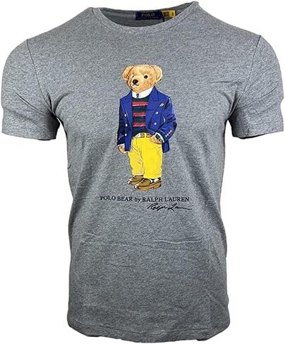 POLO RALPH LAUREN Mens Classic Fit Bear Graphic Crewneck T-Shirt (XX-Large, Grey Bear) in Saudi Arabia