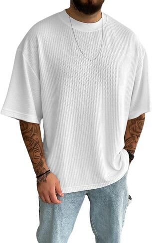 Verdusa Men's Drop Shoulder Oversized T Shirts Casual Half Sleeve Loose Tee Top in Kuwait