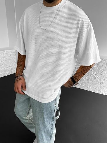 Verdusa Men's Drop Shoulder Oversized T Shirts Casual Half Sleeve Loose Tee Top in Kuwait