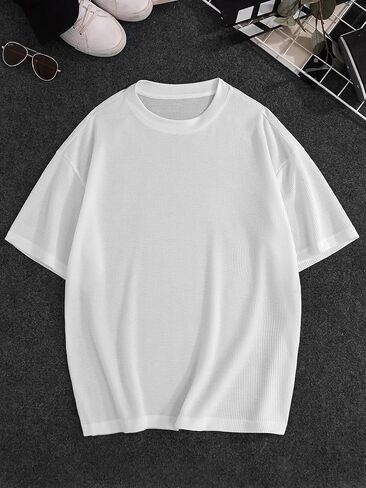 Verdusa Men's Drop Shoulder Oversized T Shirts Casual Half Sleeve Loose Tee Top in Kuwait