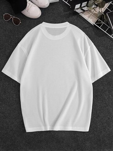 Verdusa Men's Drop Shoulder Oversized T Shirts Casual Half Sleeve Loose Tee Top in Kuwait