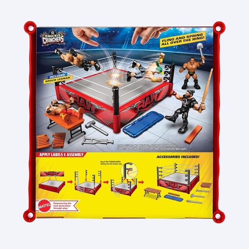 مجموعة ألعاب Mattel WWE Action Figure Playset Knuckle Crunchers Rebound Ring مع ملحقات وتقنية Flex Mat in Saudi Arabia
