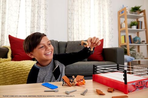 مجموعة ألعاب Mattel WWE Action Figure Playset Knuckle Crunchers Rebound Ring مع ملحقات وتقنية Flex Mat in Saudi Arabia
