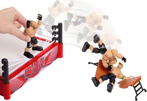 مجموعة ألعاب Mattel WWE Action Figure Playset Knuckle Crunchers Rebound Ring مع ملحقات وتقنية Flex Mat in Saudi Arabia