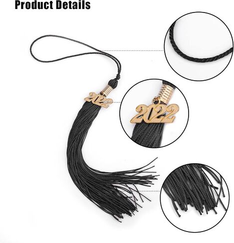 KINBOM 6pcs Graduation Cap Tassels 2022, Academic Graduation Tassel 2022 with 2022 Year Golden Charm for Graduation Ceremonies (Red, Black, White) in Saudi Arabia