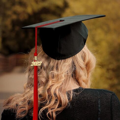 KINBOM 6pcs Graduation Cap Tassels 2022, Academic Graduation Tassel 2022 with 2022 Year Golden Charm for Graduation Ceremonies (Red, Black, White) in Saudi Arabia