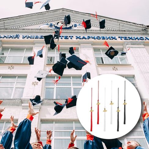KINBOM 6pcs Graduation Cap Tassels 2022, Academic Graduation Tassel 2022 with 2022 Year Golden Charm for Graduation Ceremonies (Red, Black, White) in Saudi Arabia