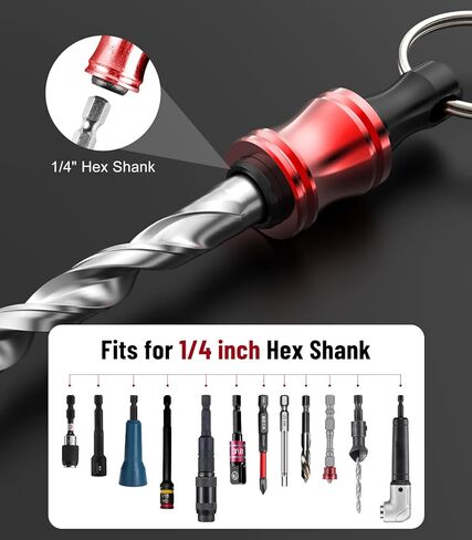 12 قطعة من katerk 1/4 بوصة حامل لقم مفك براغي من سبائك الألومنيوم، خفيف الوزن سريع التغيير، شريط تمديد سلسلة المفاتيح، محول برغي الحفر قابل للحمل (مع حلقة تسلق سوداء) in Kuwait