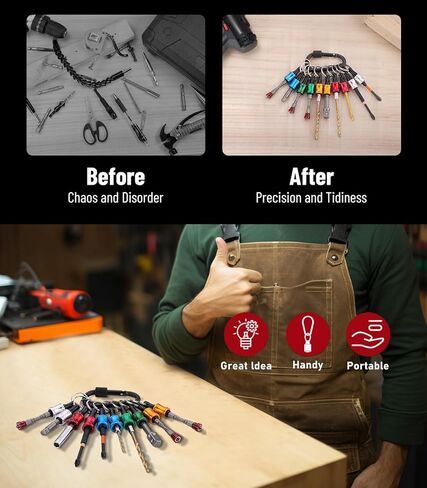 12 قطعة من katerk 1/4 بوصة حامل لقم مفك براغي من سبائك الألومنيوم، خفيف الوزن سريع التغيير، شريط تمديد سلسلة المفاتيح، محول برغي الحفر قابل للحمل (مع حلقة تسلق سوداء) in Kuwait