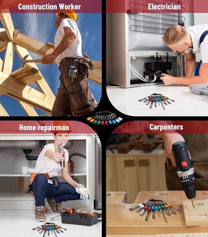 12 قطعة من katerk 1/4 بوصة حامل لقم مفك براغي من سبائك الألومنيوم، خفيف الوزن سريع التغيير، شريط تمديد سلسلة المفاتيح، محول برغي الحفر قابل للحمل (مع حلقة تسلق سوداء) in Kuwait