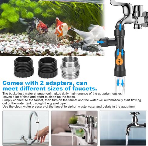 Zerodis Aquarium Fish Tank Water Changer, Faucet Nozzles Pump Replacement with 2 Faucet Adapters in Saudi Arabia