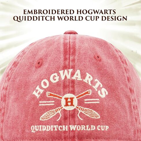 Harry Potter Dad Hat, Hogwarts Quidditch World Cup Adjustable Cotton Baseball Cap with Curved Brim, Red, One Size in Saudi Arabia