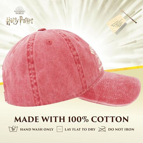 Harry Potter Dad Hat, Hogwarts Quidditch World Cup Adjustable Cotton Baseball Cap with Curved Brim, Red, One Size in Saudi Arabia