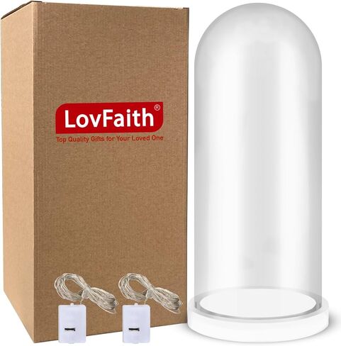 LovFaith 14.56 بوصة ارتفاع × 5.9 بوصة عمق قبة عرض زجاجية مع قاعدة، مضادة للغبار للورد الذهبي والورد الفضي والمجموعات والتذكارات والديكورات in Saudi Arabia