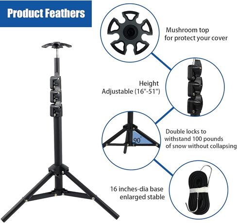 نظام حامل أقطاب دعم غطاء القارب من WOMACO، عمود غطاء عائم للقارب المعدني قابل للتعديل، حامل غطاء لفصل الشتاء (عبوة واحدة) in Kuwait
